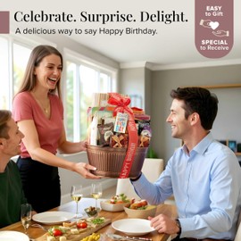 Broadway Basketeers Birthday Gift Basket – Gourmet Snacks & Sweet Treat Box with Cookies, Candy & more - Food Gift Basket for Women, Men & Families - Happy Birthday Surprise Box, Kosher