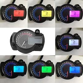 Motorbike Speedometer,Universal Digital Colorful LCD Motorcycle Speedometer Odometer Tachometer with Speed Sensor