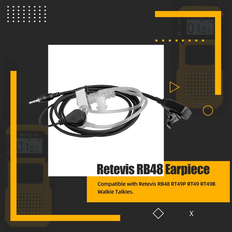 Retevis RB48 Walkie Talkies Headset with Mic 1 Pin 2.5mm,