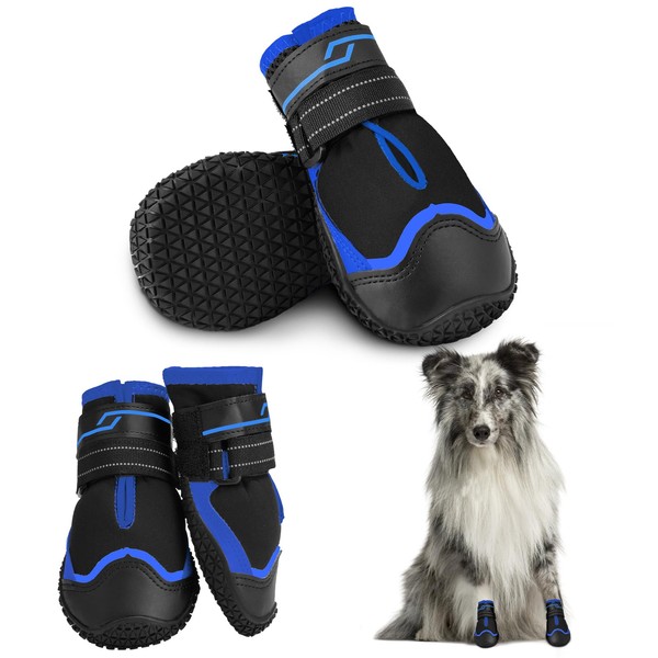 NeuWook Dog Boots, 4 Pcs Waterproof Anti-Slip Breathable Dog Shoes