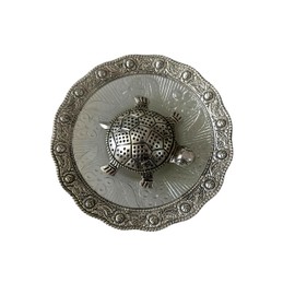 fonista Metal Turtle Figurines with Glass Plate Feng Shui Office Decor | Vastu Decor Fengshui Tortoise for Good Luck