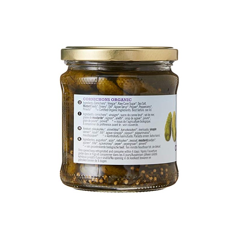 Biona Cornichons with Dill & Mustard Seeds, 330 g