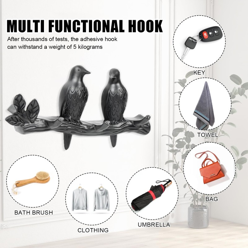 letuxaamz Key Holder, Key Holder with 3 Hooks, Bird Key