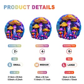 Wooden Puzzles for Adults - Paper Cut Mushroom Wooden Jigsaw Puzzle - Unique Animal Shaped Wood Puzzles Adult - Christmas Birthday Gifts for Adults/Friends/Family - 200pcs 11.4 * 11.1in