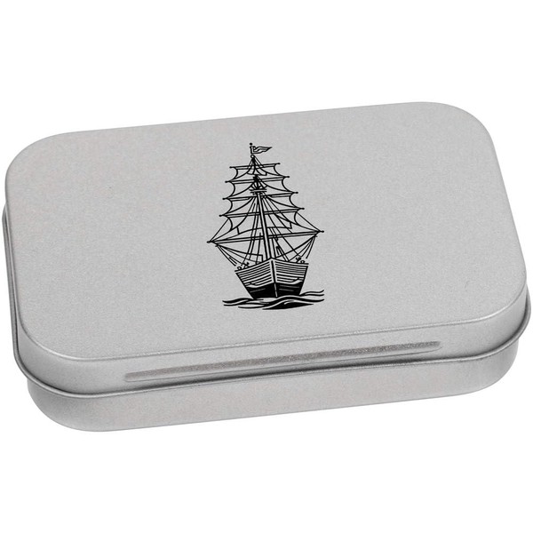 95mm 'Sailing Ship At Sea' Metal Hinged Tin/Storage Box (TT00225336)