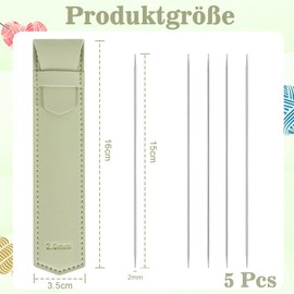 Set of 5 Stainless Steel Sock Needles Set 2 mm 15 cm Length with Green Storage Bag Small PVC Leather Knitting Needles Circular Knitting Needle 2 mm Double Pointed Knitting Needles for Socks Gloves