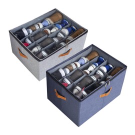 BJ-MON 2-Pack,Shoe Organizer for Closet, Foldable shoe storage,Adjustable Shoe Storage Containers,Fits up to 32 Pairs, Clear Foldable Shoe Storage (2-Pack,gray+dark gray)