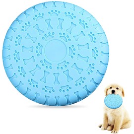 Flying Disc Dog Fetch Toy, Large Rubber Catcher, Pet Training Interactive Floating Water Toy, Durable for Large Breeds, Blue