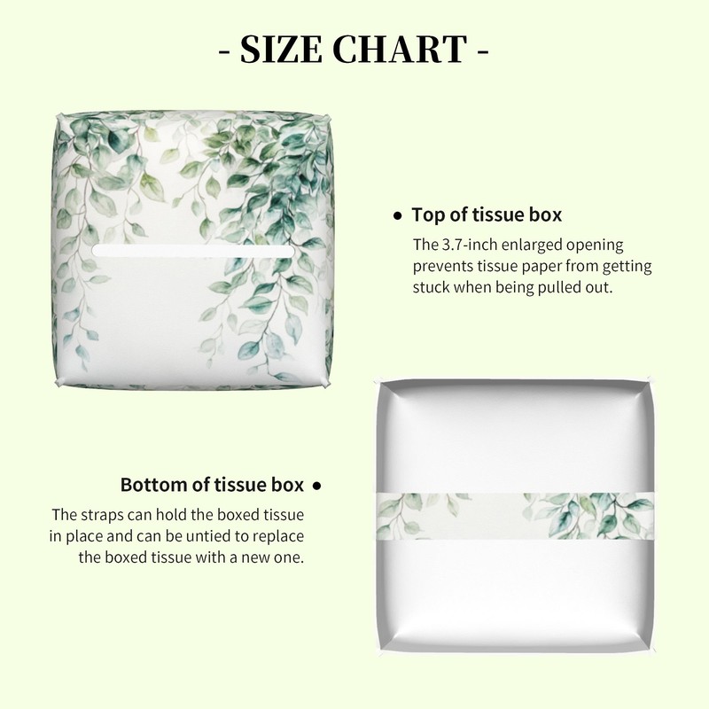 Watercolor Greenery Eucalyptus Leaves Tissue Box Cover Square Leather Tissue