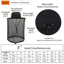Fishing Hat Sun Protection Hat Mosquito Head Net for Outdoors Bucket Hat with Hidden Net Mesh