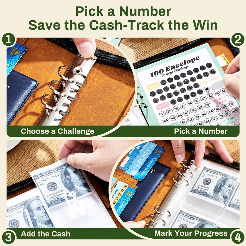 100 Envelopes Money Saving Challenge Binder, Money Saving Binder with