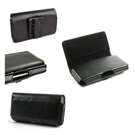 DFV mobile - Belt Cover Premium Executive Synthetic Leather Horizontal Design and Clip Metal for Pioneer K68W - Black