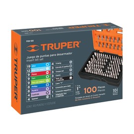Truper PUN-100, Juego de 100 puntas, largo 1" con estuche
