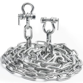 hannger 1/4" Boat Anchor Kit, T316 Stainless Steel Marine Grade Heavy Anchor Chain 10 Ft Lengths with 2 Pcs Anti-Off Double Shackle Link Ends for Boats, Pontoon, Deck, Fishing, and Sail