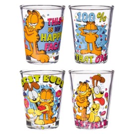Silver Buffalo Garfield and Odie 4 Pack Mini Glass Set, 1.5 Ounces