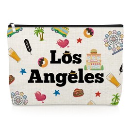 Los Angeles Makeup Bag Los Angeles Lovers Gift Trip Themed Gifts for Traveller Travel Souvenir Cosmetic Bag Vacation Friendship Present for Women Best Friend Christmas Birthday Present Zipper Pouch