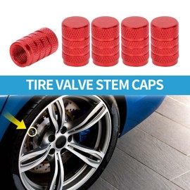 A ABSOPRO Tire Valve Stem Caps 11x17MM Car Wheel Valve Cap Aluminum Alloy Red for Car Bike Motorcycle Truck Anti Crash Tyre Valve Stem Cover Valve Dust Cap Tire Valve Cap 5 Pcs