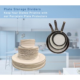 FCSTYODO Felt Plate Dividers,36 PCS Soft Premium Felt Protectors for Porcelain Cookware Storage,Washable & Reusable Separators Pads for Stacking & Protection, 12 Each of 10/6/4.5 inch