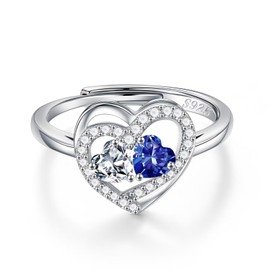 Iefil Birthstone Rings for Women - Birthday Anniversary Rings Gift for Her, April December Birthstone Rings, Topaz Tanzanite Jewelry, Diamond Rings for Women