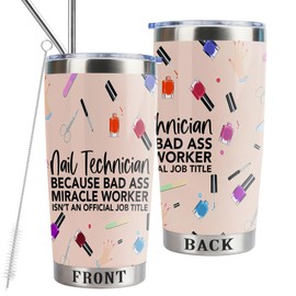 LLKJHGE Nail Technician Gifts Tumbler for Women Girls,20 oz Stainless Steel Insulated Tumblers with Lid,Anicurist Therapist Appreciation Gift,Thank You Gifts Manicurist Coworker (Nail Technician)
