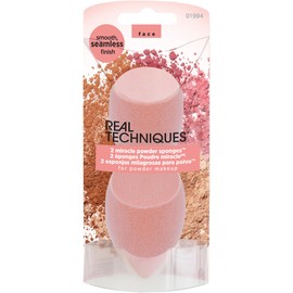 REAL TECHNIQUES New Foam Technology 2 Pack Miracle Powder Sponge for Even Powder Application,1994M