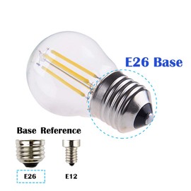 A15/G45 LED Bulb, 4 Watts Dimmable Mini Globe Style Bulb, Standard E26 Base, 400Lm Warm White Light 2700K, Clear Glass Shell, 40W Incandescent Replacement, 6 Pack