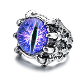 LAOYEFACAI Cat Eyes Wolf Claws Ring in Punk Style for Men and Women 925 Sterling Silver Open Ring Cat Eye Ring Adjustable Devil Eye Ring The Best Choice for Your Friend, Silver