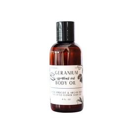 The Little Flower Soap Co - 4oz Geranium Body Oil - Body Oil with apricot and argan oils