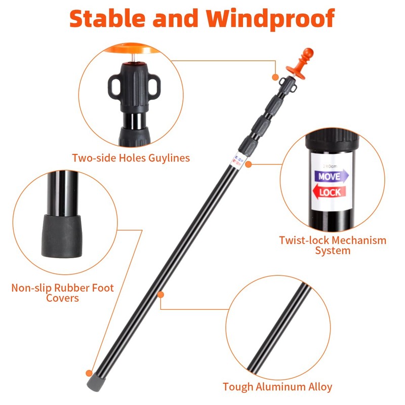 Heavy Duty Telescoping Tarp Poles, Set of 4-4-Section Adjustable 3.1FT