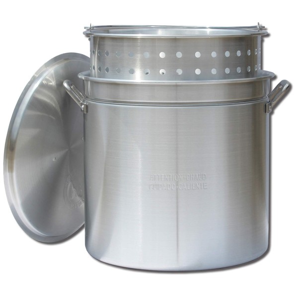 King Kooker KK60R Aluminum Pot with Basket and Lid, 60-Quart