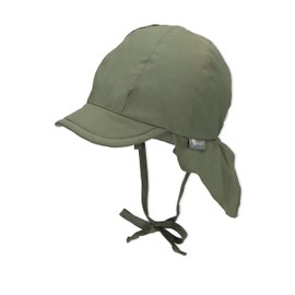 Sterntaler Unisex Children's Peaked Cap with Neck Protection with Ties and Insertable Ear Flaps Sun Hat, dark green