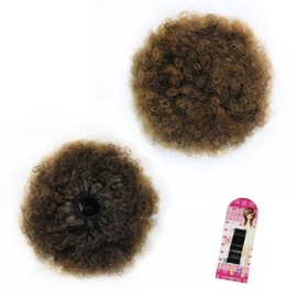 MKJVEN Afro Puff Drawstring Ponytail for Black Women, Natural Kinky Curly Afro Ponytail Hair Extensions 8 Inch Messy Bun Hair Piece Afro Bun Drawstring Ponytail for Women Girls (T27)