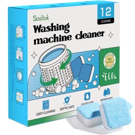 Soulink Washing Machine Cleaner with Odor Blasters, 12 Count - Deep Cleaning Tablets For HE Front Loader & Top Load Washer