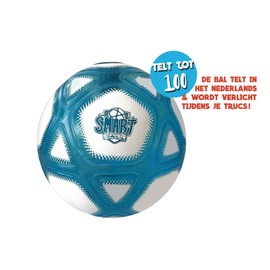 Smart Ball SBCB1B Football Gift for Boys and Girls from 6 Years Old Kick Up Counting Power Ball with Bright Lights and Sounds Training for Children, White and Blue