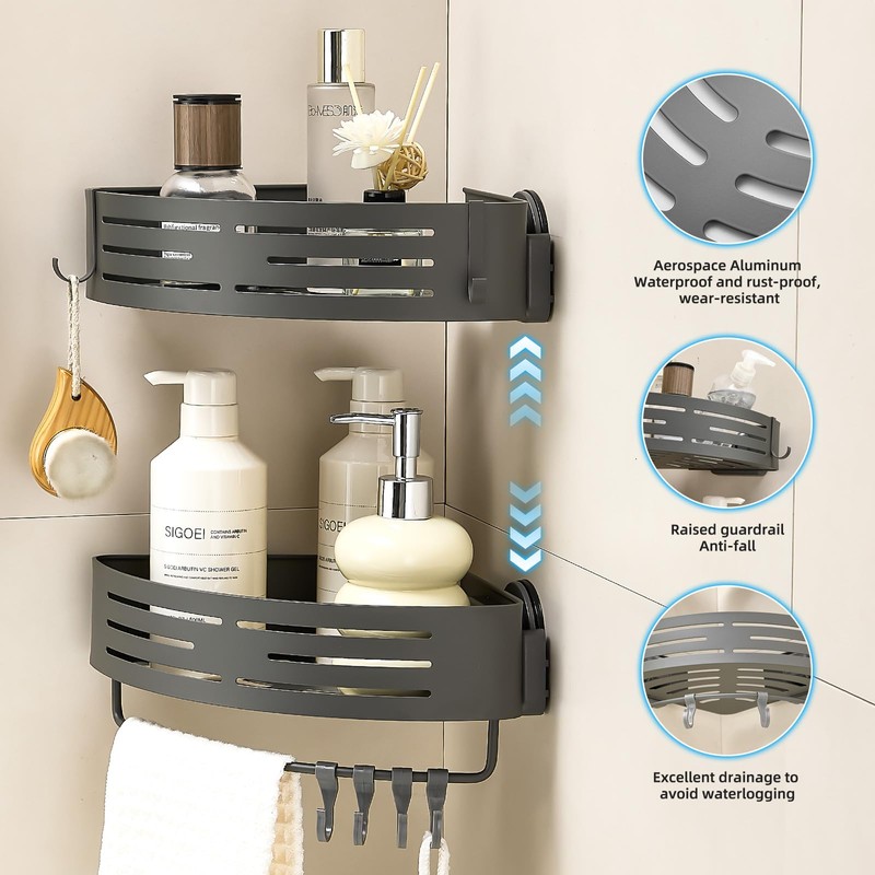 Zynuhmo Suction Cup Shower Caddy Corner, Shower Storage Rack With