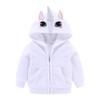 Mud Kingdom Toddler Girls Unicorn Fleece Hoodies Full Zipper White