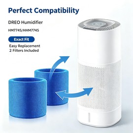 2 Packs HM774S Wick Filter, Compatible with DREO Smart Evaporative Humidifier HM774S/HHM774S, 800ml/h High Output for Large Room Up to 1000ft², High-Efficiency Filter for Bedroom Home Office