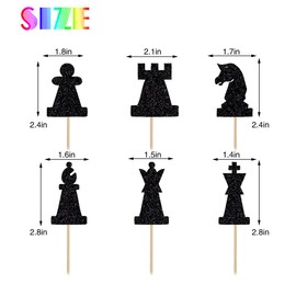 BIABISD 12 pcs nternational Chess Silhouettes Dessert Cupcake Toppers Chess lover chess player Happy Birthday Cupcake Decoration