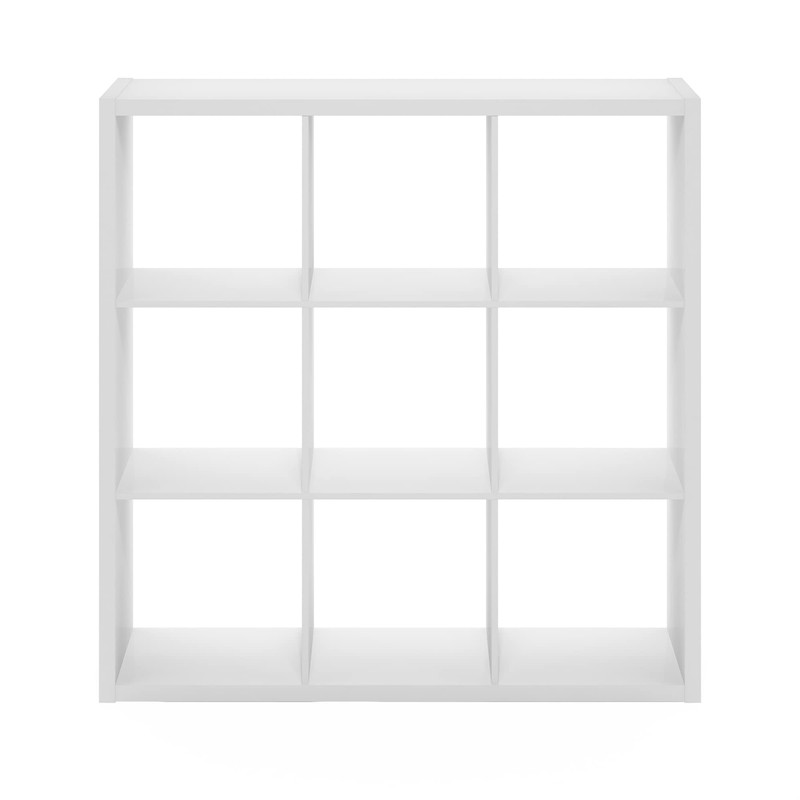 Furinno Cubicle Open Back Decorative Cube Storage Organizer, 9-Cube, White