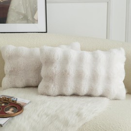 Mandioo Set of 2 Luxury Decorative Thick Wool Cushion Cover, Super Soft Wave Bubble Plush Wool Throw Cushion Covers, Decorative Cushion Covers, Sofa Cushion, Bedroom Cushion Cover for Sofa, 40 x 80 cm