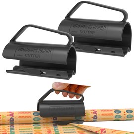 thirei Pack of 2 Wrapping Paper Cutter, Wrapping Paper Cutter, Wrapping Paper Cutter, for Christmas, Birthday, Wedding Gift Wrapping, Black