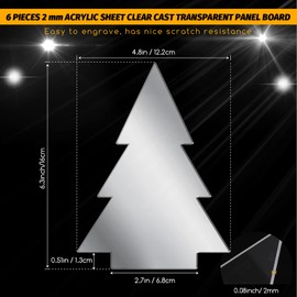 6 Pieces 2 mm Acrylic Sheet Transparent LED Film for LED Light Base Thick Clear Screen with Protective Film Acrylic Blanks for Galentine's Day Table Signs DIY Display Craft(Tree Shape)