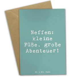 Mr. & Mrs. Panda Grußkarte Spruch Neffe Abenteuer - Geschenk, Glückwunschkarte, Verwandte, große Abenteuer, Hochzeitskarte, Weihnachten, Geburtstage,