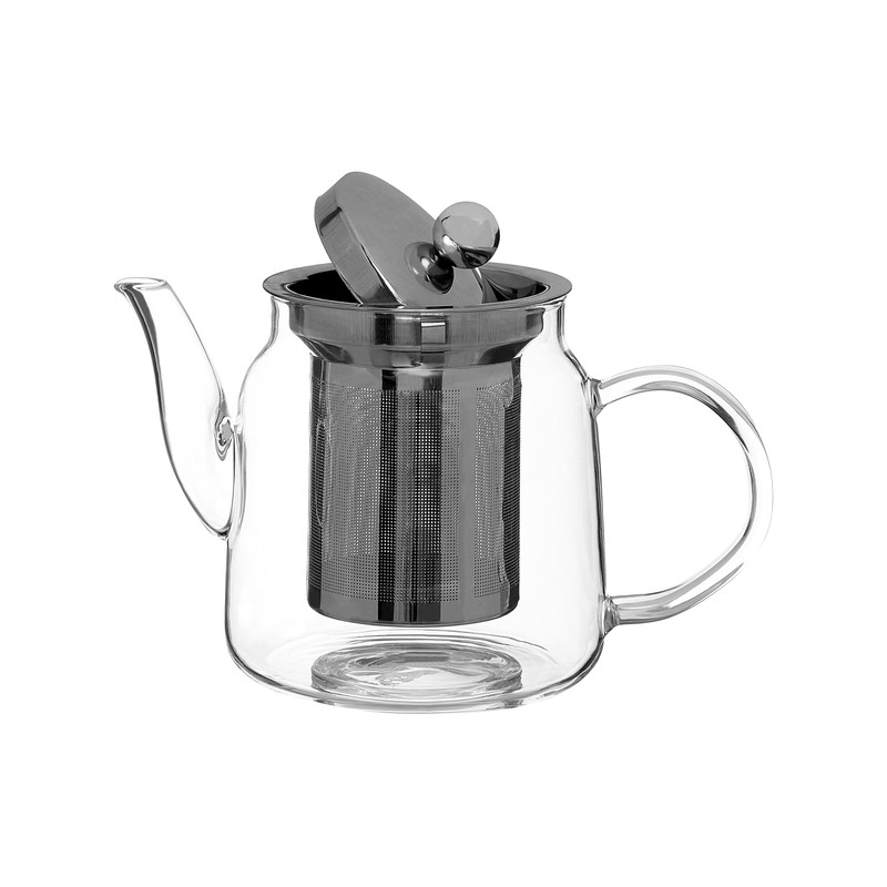 Premier Housewares High Borosilicate Teapot, with Strainer, 650 ml, 12