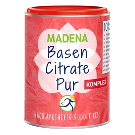 MADENA Premium BasenCitrate Pure Complex According to Pharmacist Rudolf Keil, Citrate Base Powder Vegan 240 g, the Original with 100% Organic Bases, Lots of Magnesium Citrate, Zinc, Potassium, Calcium, Acerola