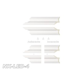 HEXIM LED Inner Corner Outer Corner Made of PU - Indirect Lighting with Modern Ceiling Strips, Opaque, Lightweight and Impact Resistant - (NK-LED-4 48 x 80 mm)