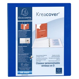 Exacompta KreaCover 51826BE Presentation Ring Binder Made of Opaque Plastic for DIN A4, 2-D Ring Mechanism 25 mm, Spine 47 mm, Blue, Ideal for School and Office Ring Binder Ring Binder Ring Binder