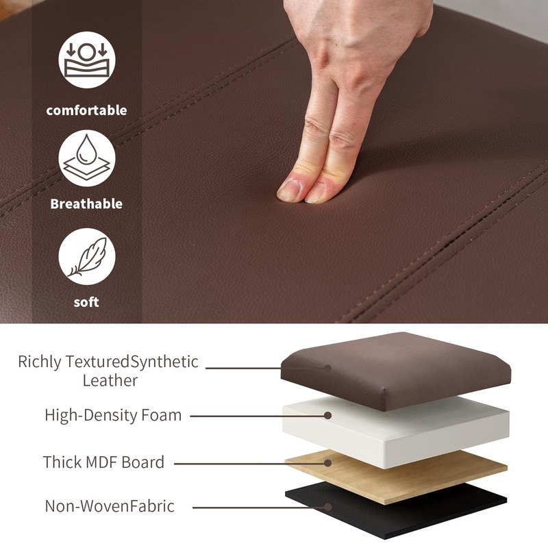 Joveco 24" Leather Storage Ottoman Bench, Rectangle Foot Rest Stool