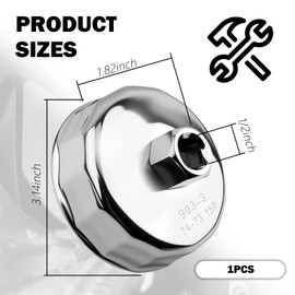 YGDMD 73-74mm Oil Filter Wrench with 1/2" Drive Port,Heavy Duty Oil Filter Removal Tool with 15 Flutes Design,Professional Oils Filters Socket for Dismantling & Installing Oils Filters
