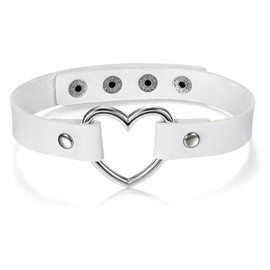 Aroncent Heart Leather Choker Necklace for Women Sweet Heart Adjustable Goth Choker 12-16 Inches
